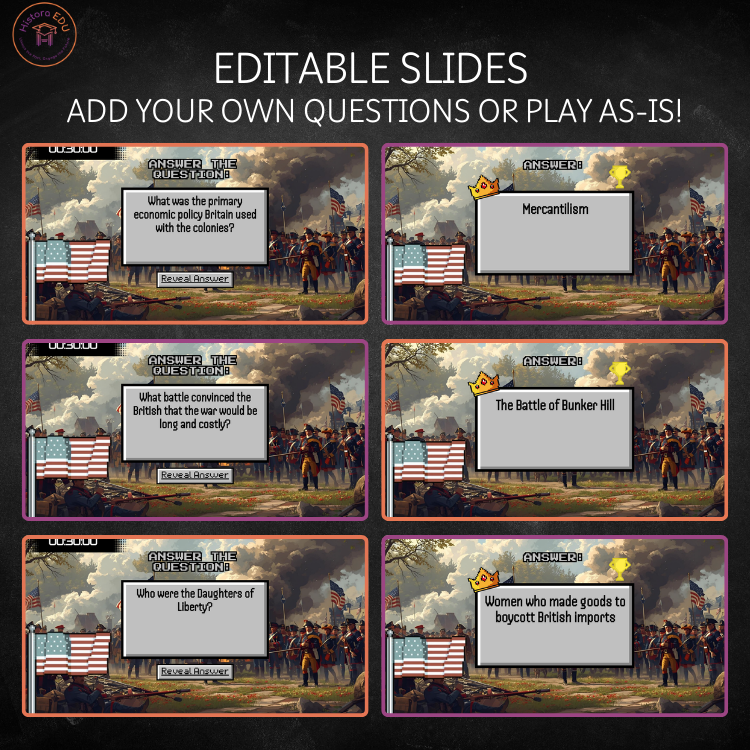 American Revolution Review Game: Interactive Test Prep for Social Studies 6